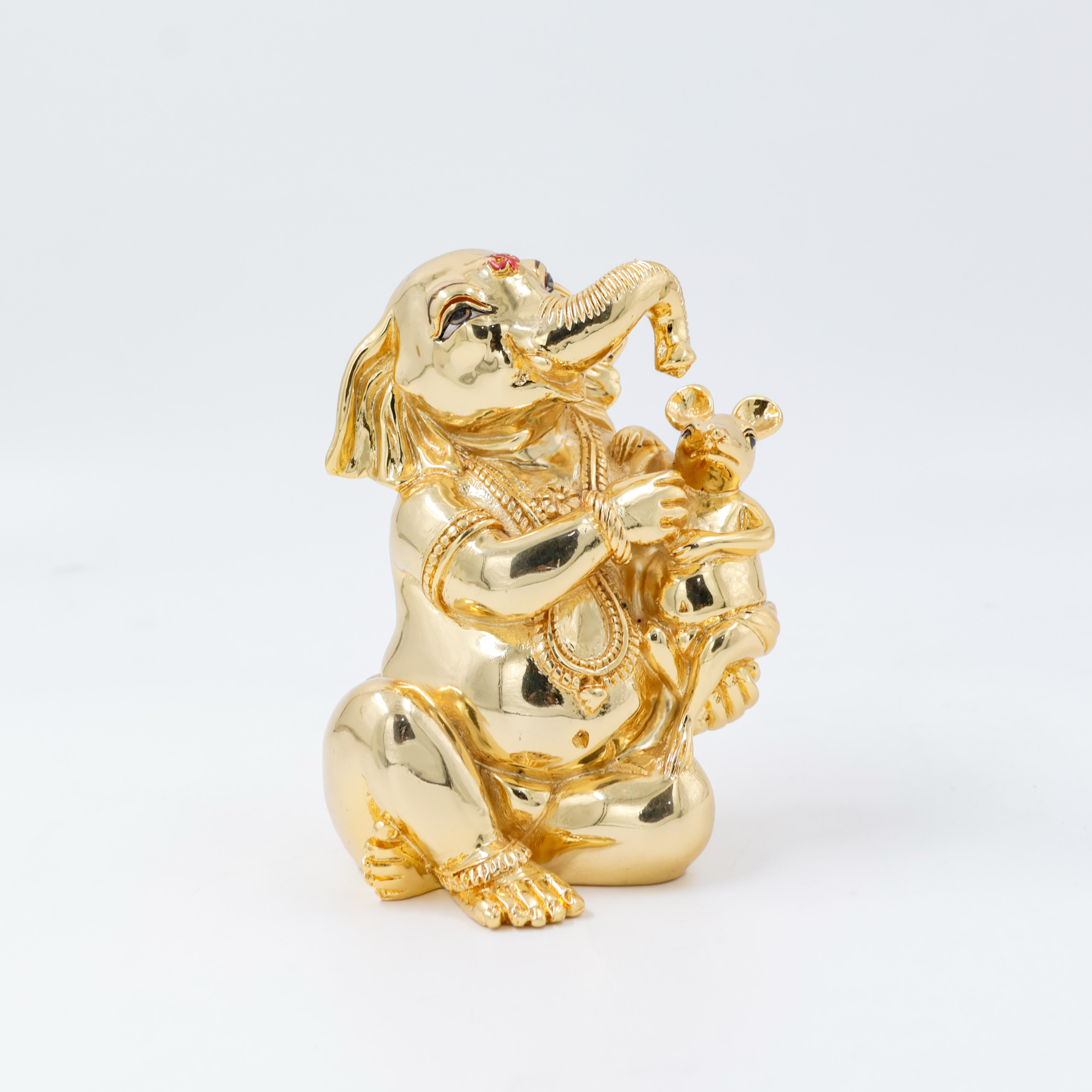 New Akshaya Jewellers - Ghanesh Ji With Gold Polish Mushak Silver Coated